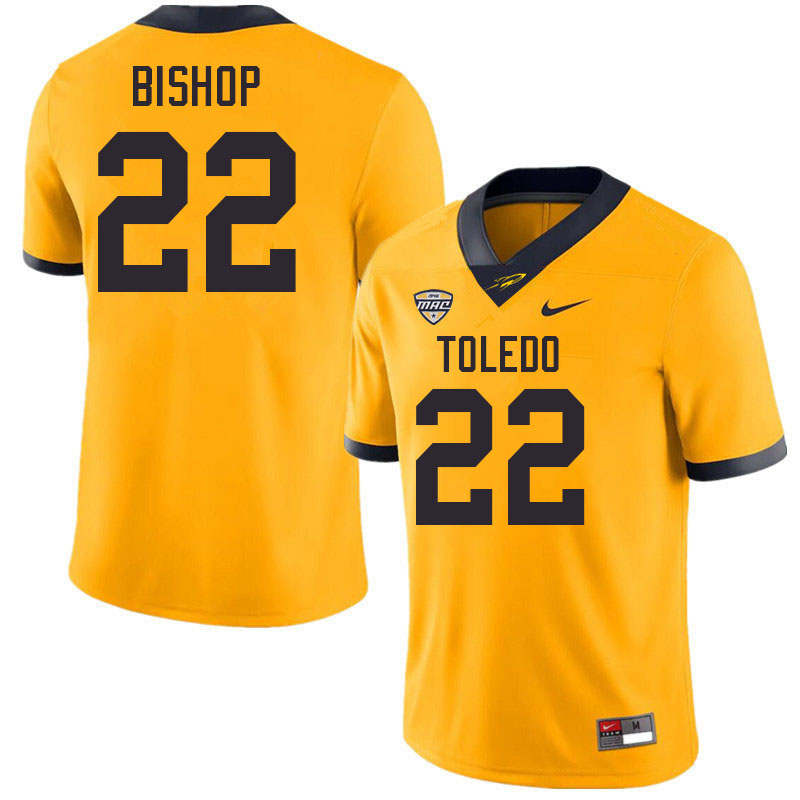 Toledo Rockets #22 Brian Bishop College Football Jerseys Stitched Sale-Gold